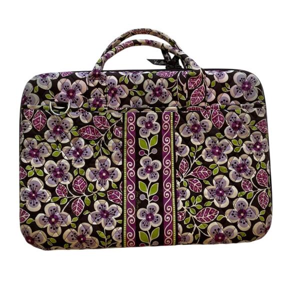 Vera Bradley Floral Cotton Hard Shell Laptop Case in Plum Petals Print 12 x 17 - Picture 1 of 12